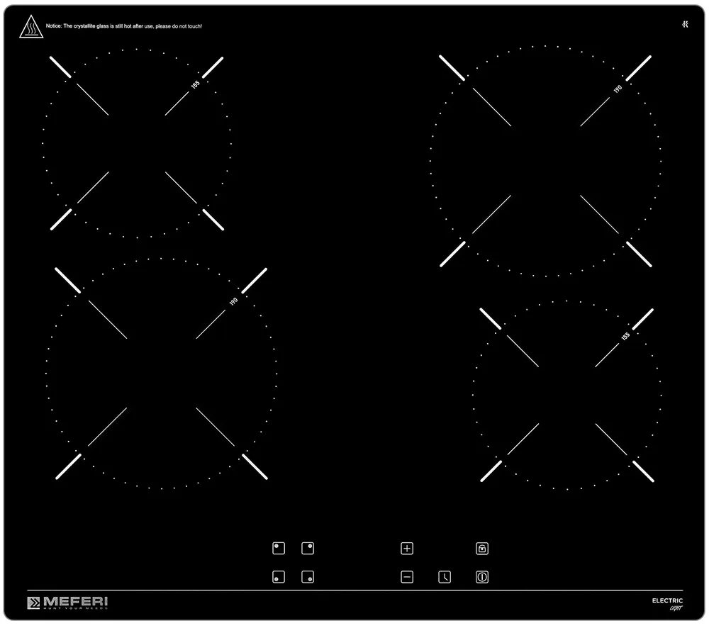 Детальное фото товара: MEFERI MEH604BK LIGHT стеклокерамическая поверхность
