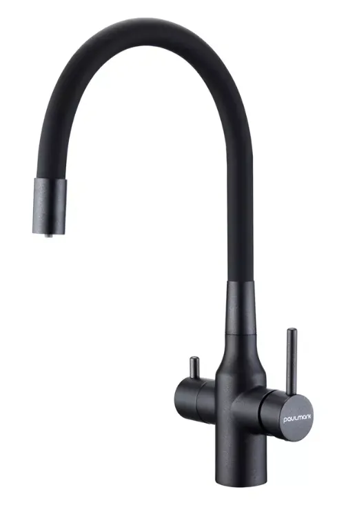 Фото товара: Paulmark SALIX, смеситель, черный, черный шланг