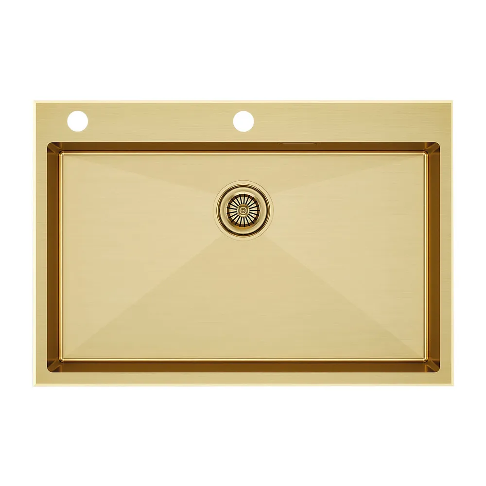 Фото товара: Paulmark KRONER-EDGE 75, мойка, нержавеющая сталь, брашированное золото 