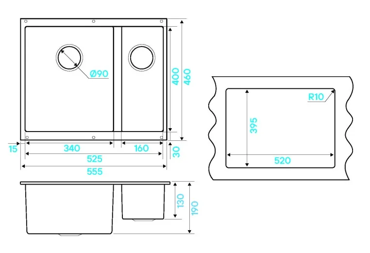 Детальное фото товара: KUCHENSTERN UNDER 60-2, мойка, гранит, ваниль