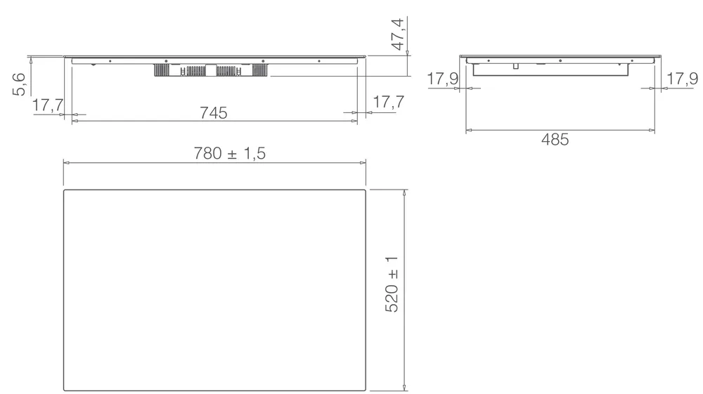 Детальное фото товара: ELICA RATIO CONNEX 804 PLUS BL индукционная поверхность