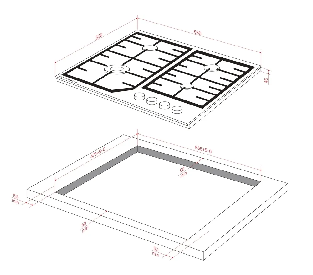 Детальное фото товара: Kuppersberg FS 66 X газовая поверхность