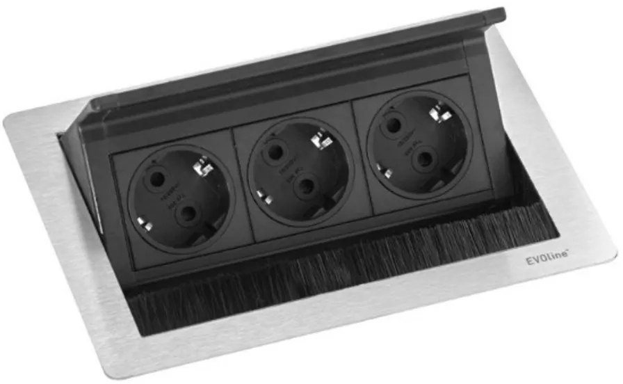 Фото товара: EVOLINE FlipTop Push S, 3 эл. розетки, нержавеющая сталь