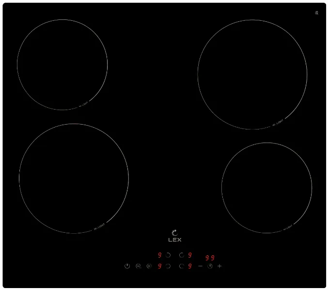 Фото товара: LEX EVH 6040 BL стеклокерамическая поверхность