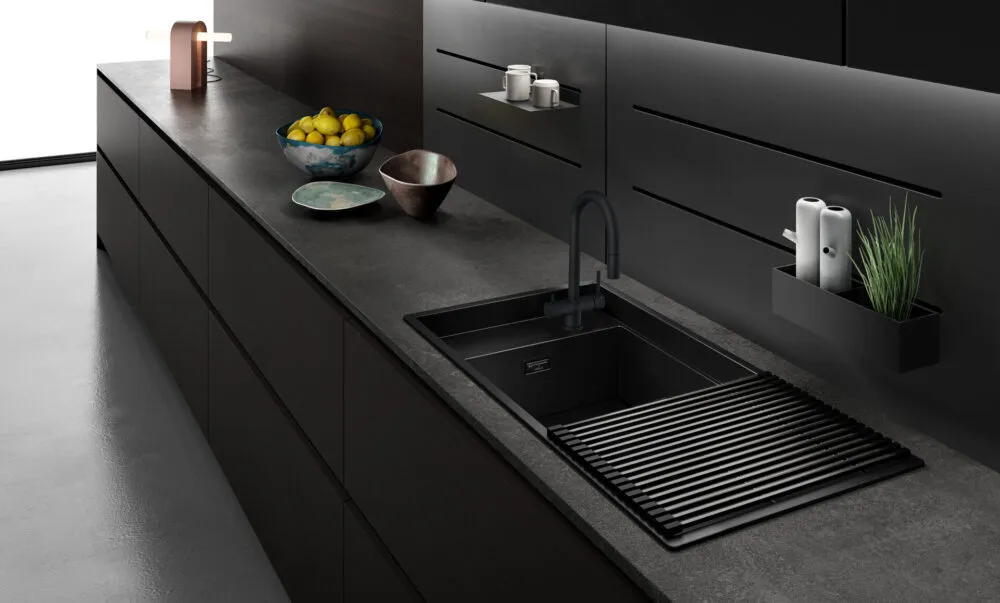 Детальное фото товара: Omoikiri Kinaru 86-U/I GB, мойка, керамика, графит