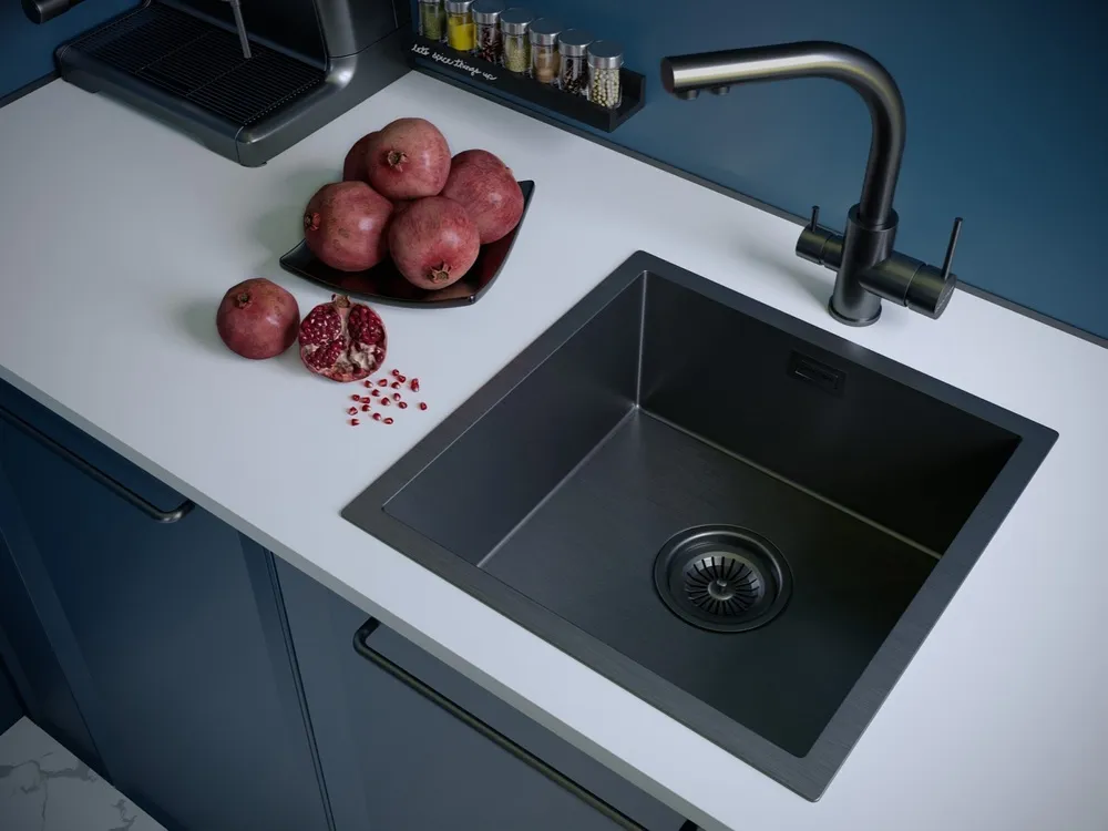 Детальное фото товара: Paulmark ALLER 44 UNI, мойка, нержавеющая сталь, вороненая сталь