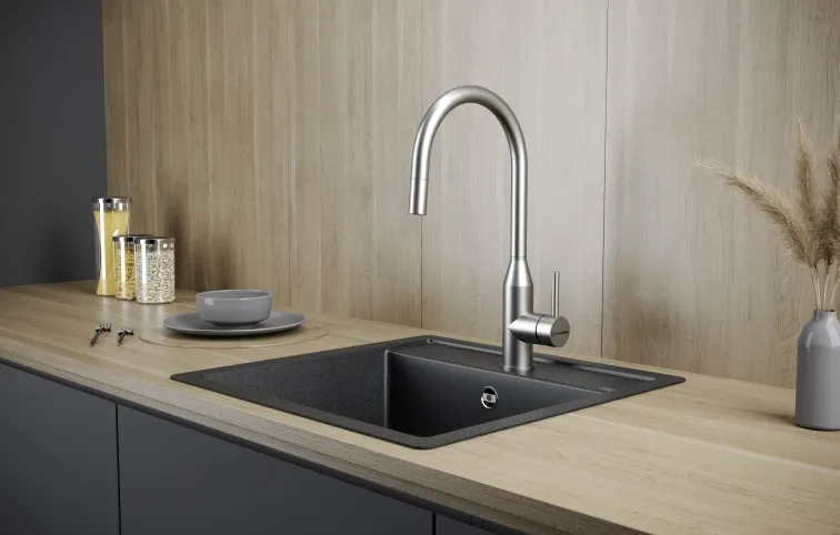 Детальное фото товара: KUCHENSTERN TIDA-S, смеситель, нержавеющая сталь