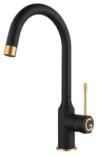 Фото товара: Rivelato GARDA 1923502 nero/oro, смеситель, гранит, черный/золото