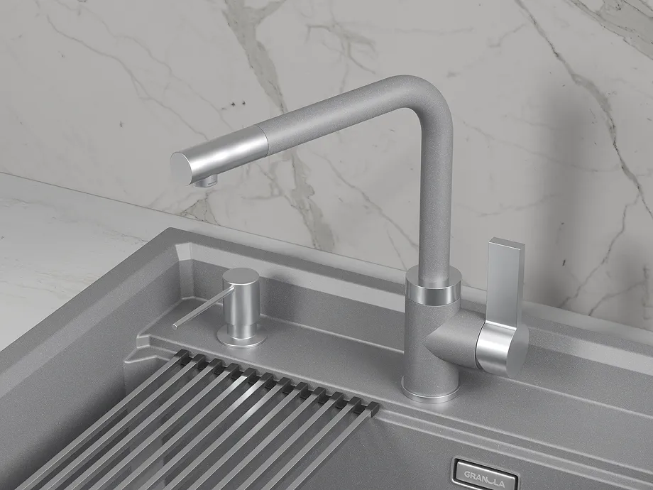 Детальное фото товара: GRANULA 5504 смеситель, гранит, алюминиум
