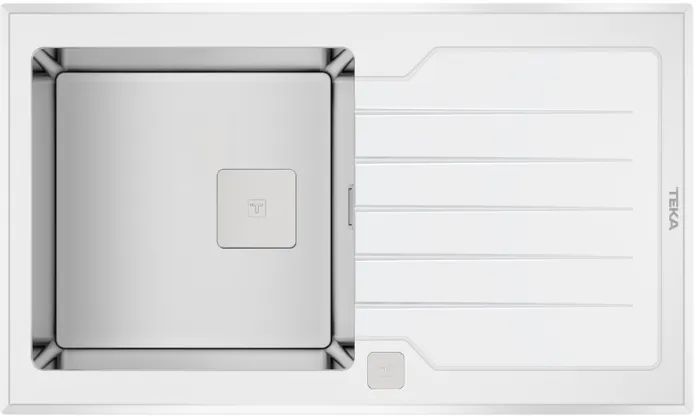 Фото товара: Teka DIAMOND RS15 1B 1D 86 WHITE, мойка, нержавеющая сталь/белое стекло