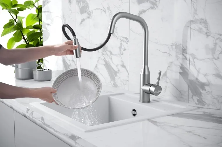 Детальное фото товара: KUCHENSTERN FILA-S, смеситель, нержавеющая сталь