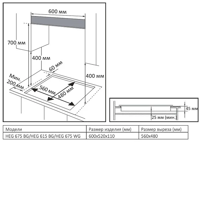 Детальное фото товара: Evelux HEG 675 WG газовая поверхность