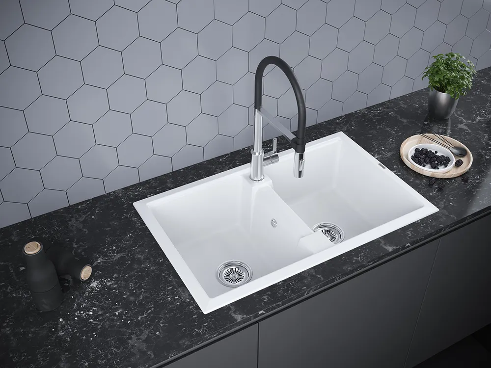 Детальное фото товара: Paulmark TANDEM 80/2, мойка, гранит, белый