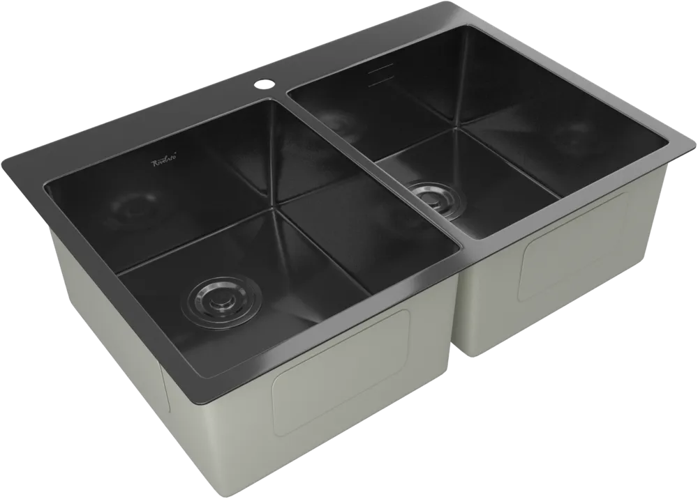 Детальное фото товара: Rivelato RINOX 7450 2В PVD black, мойка, нержавеющая сталь, черный