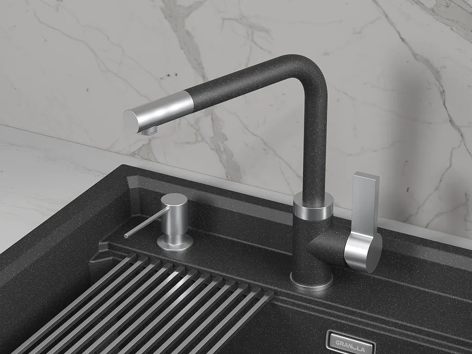 Детальное фото товара: GRANULA 5504 смеситель, гранит, черный