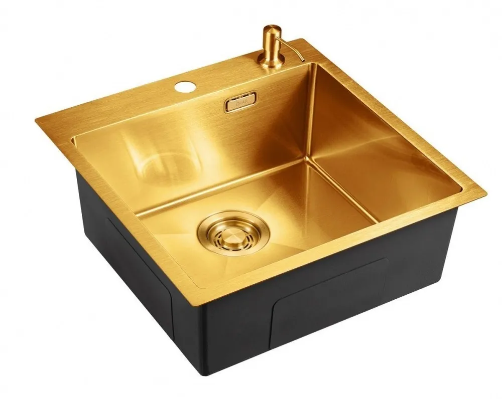 Детальное фото товара: Emar EMB-117A PVD Nano Golden, мойка, нержавеющая сталь, золото