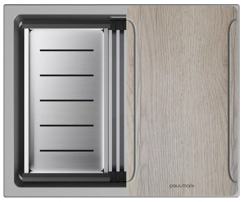 Детальное фото товара: Paulmark LUMI-MULTI SINK 55, мойка, гранит, серый металлик