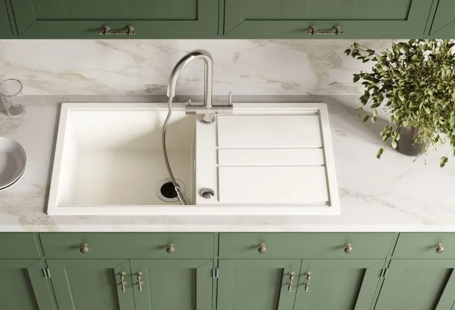 Детальное фото товара: Omoikiri Kitagawa 100-WH, мойка, керамика, белый