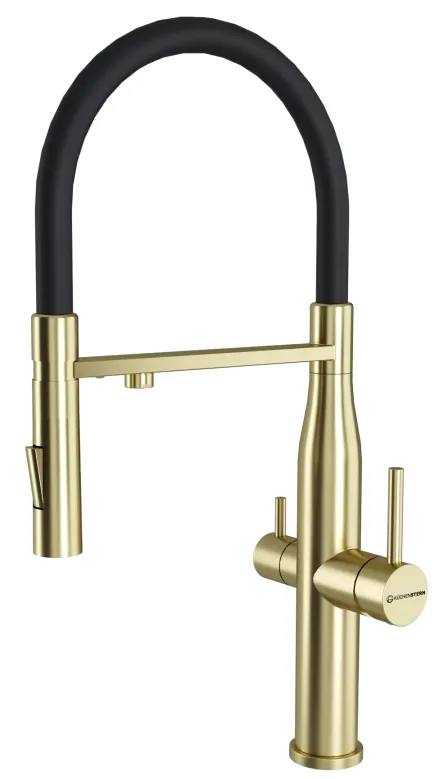 Фото товара: KUCHENSTERN ELIT-FE, смеситель, нержавеющая сталь, золото