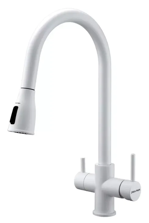 Фото товара: Paulmark LANGE, смеситель, белый матовый