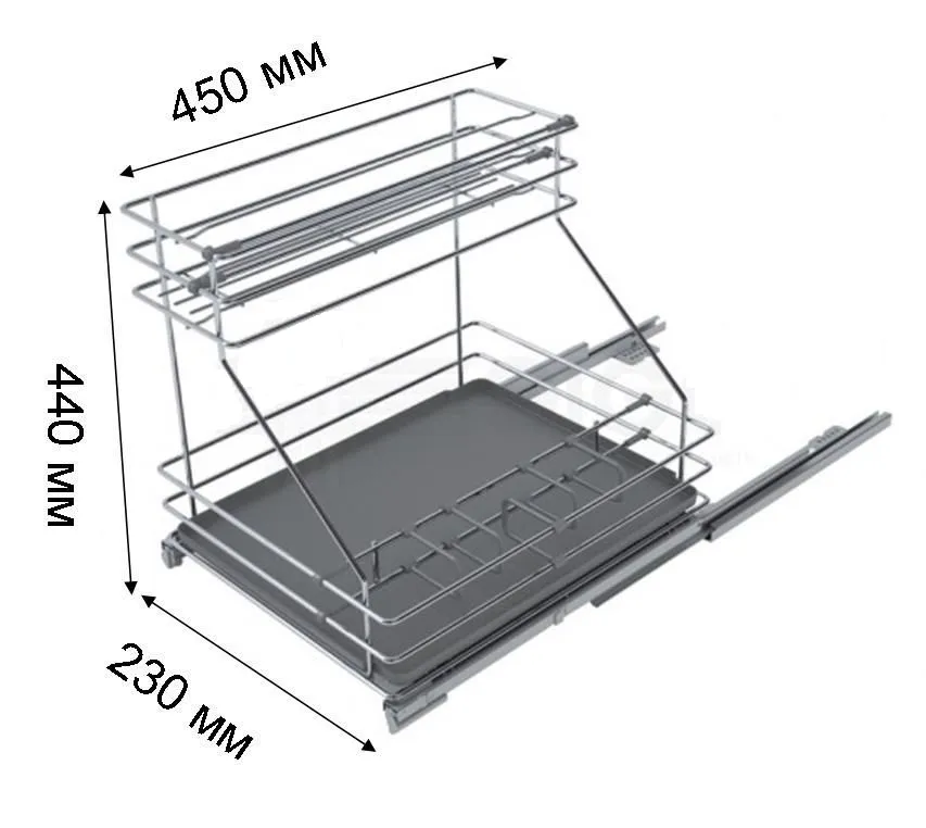 Детальное фото товара: Sige Gamma выдвижная двухуровневая корзина в нижний шкаф шириной 300 мм