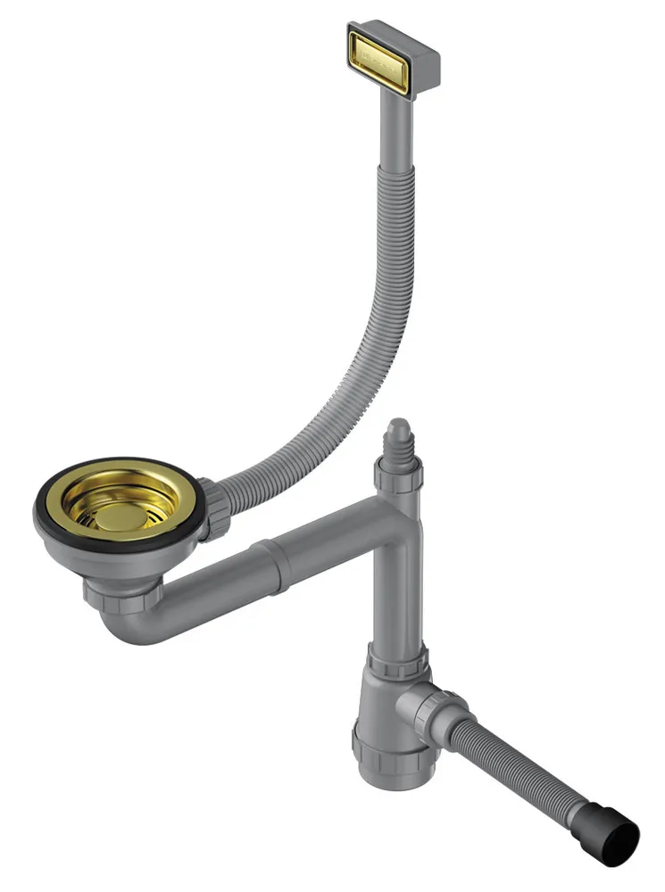 Фото товара: Omoikiri WK-1-LG Арматура для одночашевых моек с прямоугольным переливом, светлое золото