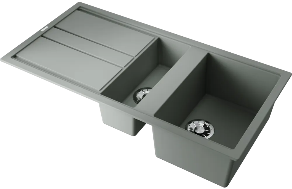 Детальное фото товара: Omoikiri Kitagawa 100-2-WG, мойка, керамика, ветреный зеленый