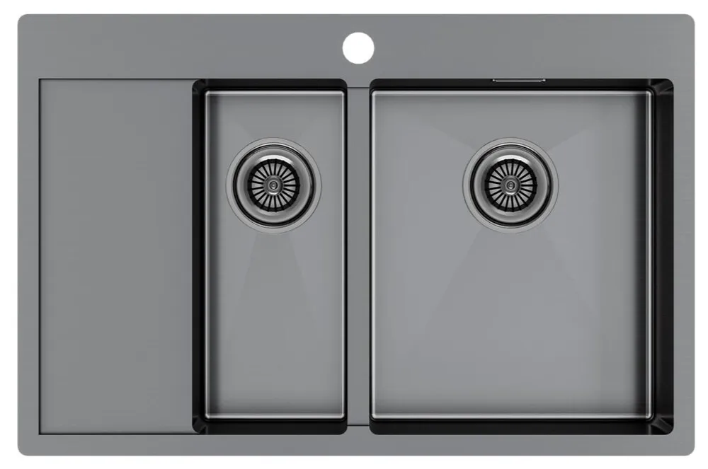 Фото товара: Paulmark KRONER 78/2SF, мойка, нержавеющая сталь, вороненая сталь, правая