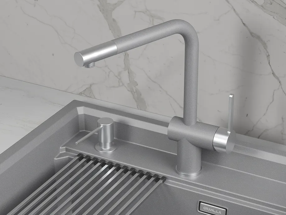 Детальное фото товара: GRANULA 5017 смеситель, гранит, алюминиум