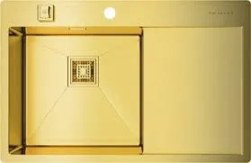 Детальное фото товара: Omoikiri Akisame 78-LG-L, мойка, нержавеющая сталь/светлое золото, чаша слева