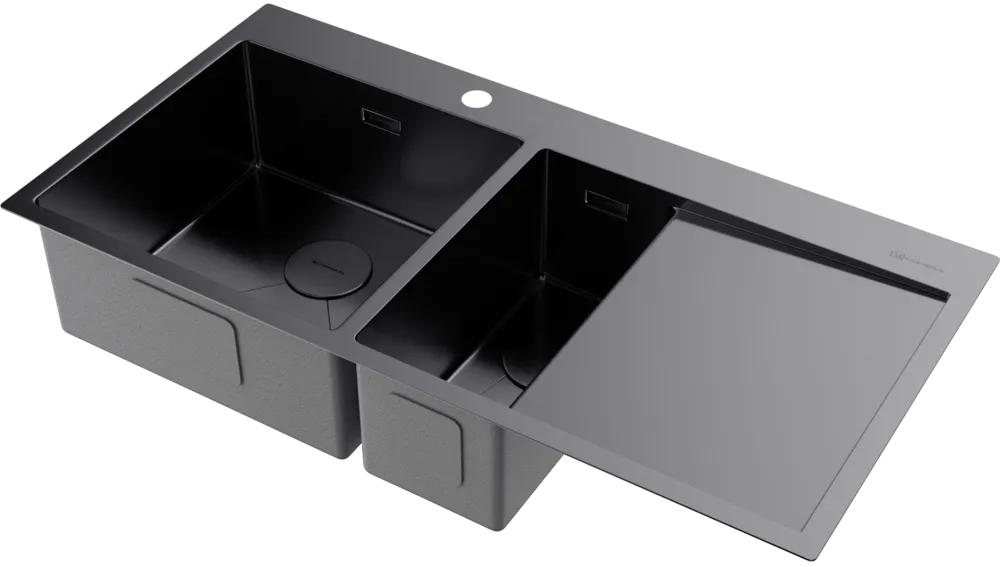 Детальное фото товара: Omoikiri Akisame 100-2-GM-L, мойка, нержавеющая сталь/вороненая сталь, чаша слева