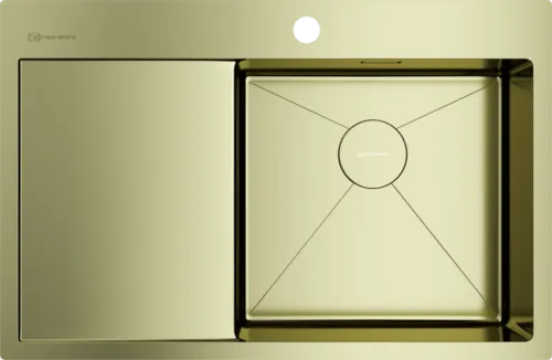 Фото товара: Omoikiri Akisame 78-LG-R, мойка, нержавеющая сталь/светлое золото, чаша справа