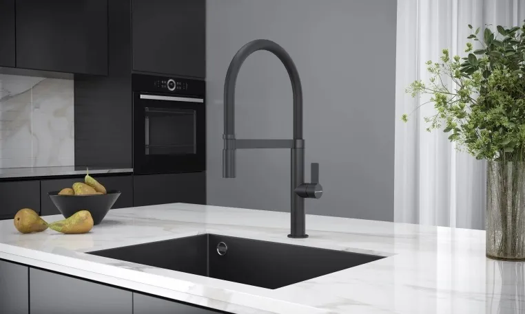 Детальное фото товара: KUCHENSTERN TURM-E, смеситель, гранит, черный