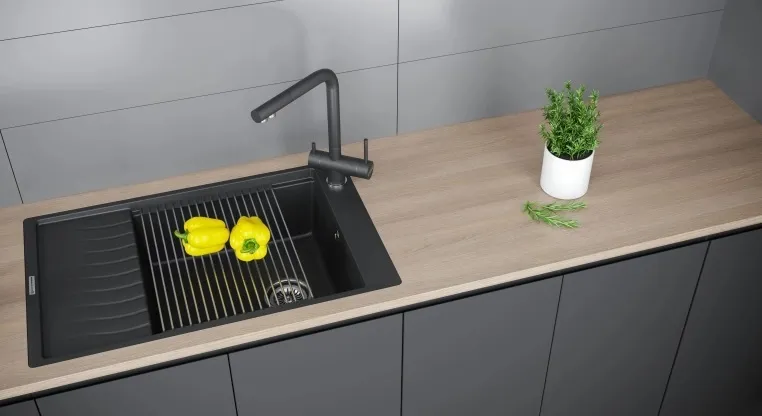 Детальное фото товара: KUCHENSTERN BRETT 60, мойка, гранит, черный