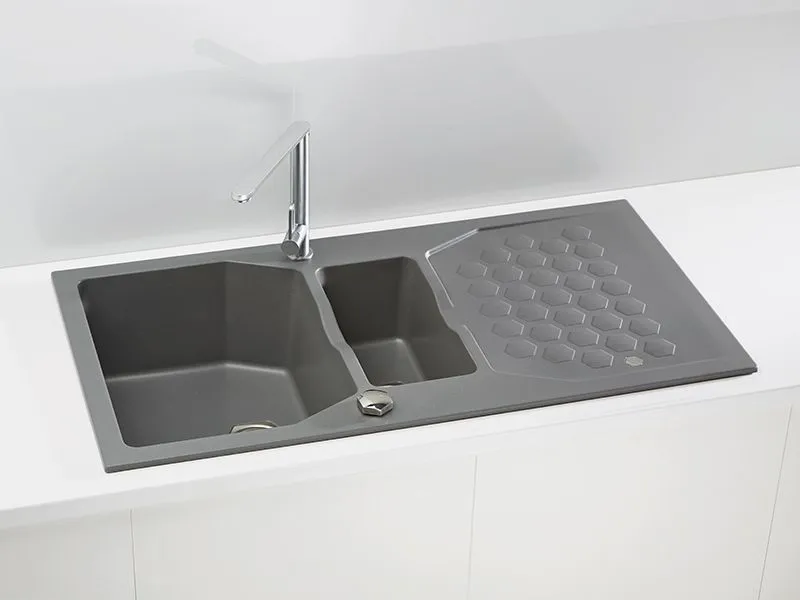 Детальное фото товара: ALVEUS SENSUAL 70 GRANITAL+ STEEL-G04M, мойка, гранит, серый (с сифоном 1104729)