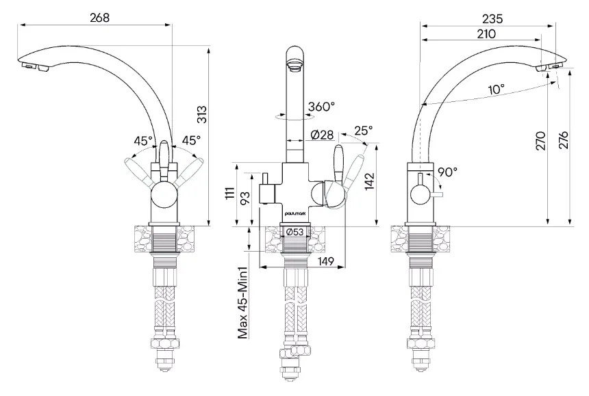 Детальное фото товара: Paulmark ESSEN, смеситель, белый матовый