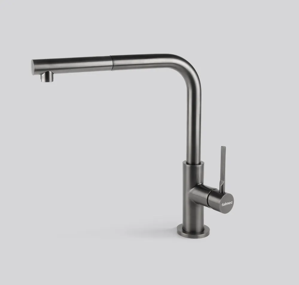 Фото товара: Falmec TREVI CORNER PVD BRUSHED GUN METAL, смеситель, оружейная сталь