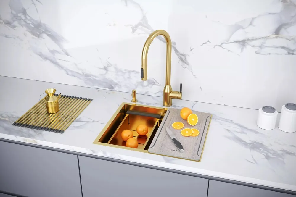 Детальное фото товара: Paulmark NEXT-MULTI SINK 54 UNI, мойка, нержавеющая сталь, брашированное золото