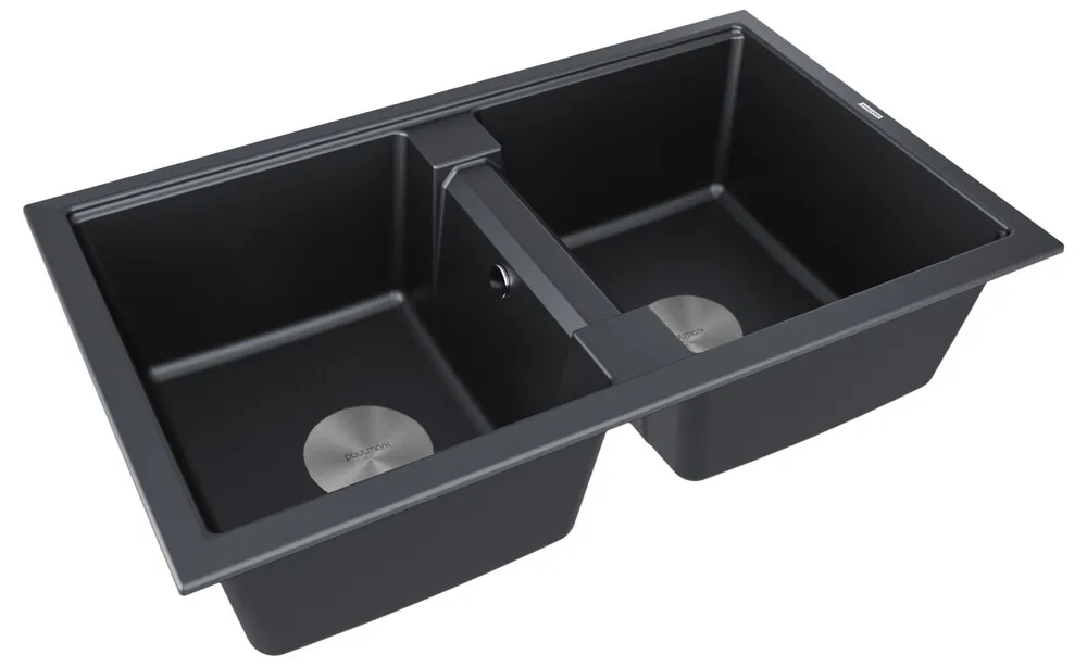 Детальное фото товара: Paulmark TANDEM 80/2, мойка, гранит, черный металлик