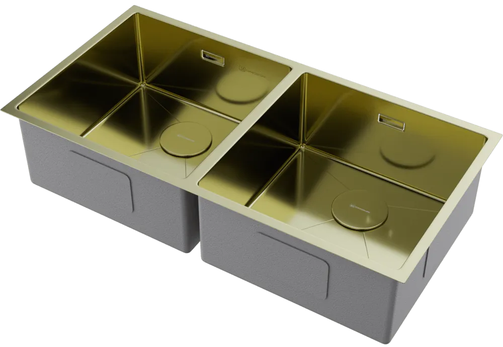 Детальное фото товара: Omoikiri Taki 86-2-U/IF LG, мойка, нержавеющая сталь/светлое золото