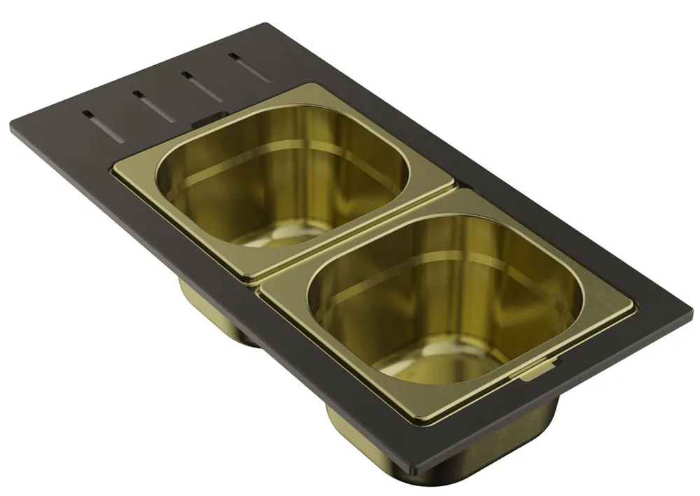 Детальное фото товара: Omoikiri DC-02-2-LG, контейнер, нержавеющая сталь/светлое золото