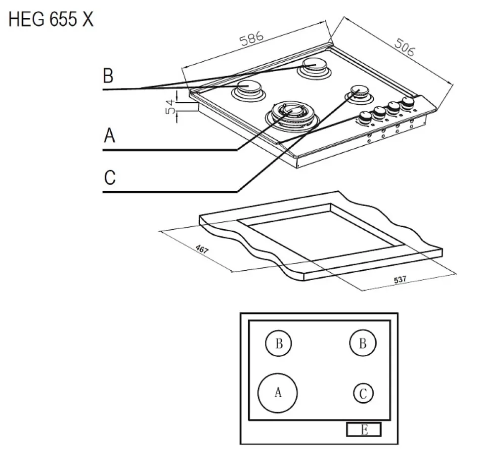 Детальное фото товара: Evelux HEG 655 X газовая поверхность