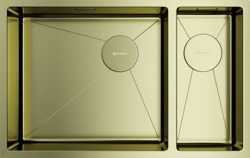 Фото товара: Omoikiri Taki 69-2-U/IF-LG-L Side, мойка, нержавеющая сталь/светлое золото, чаша слева