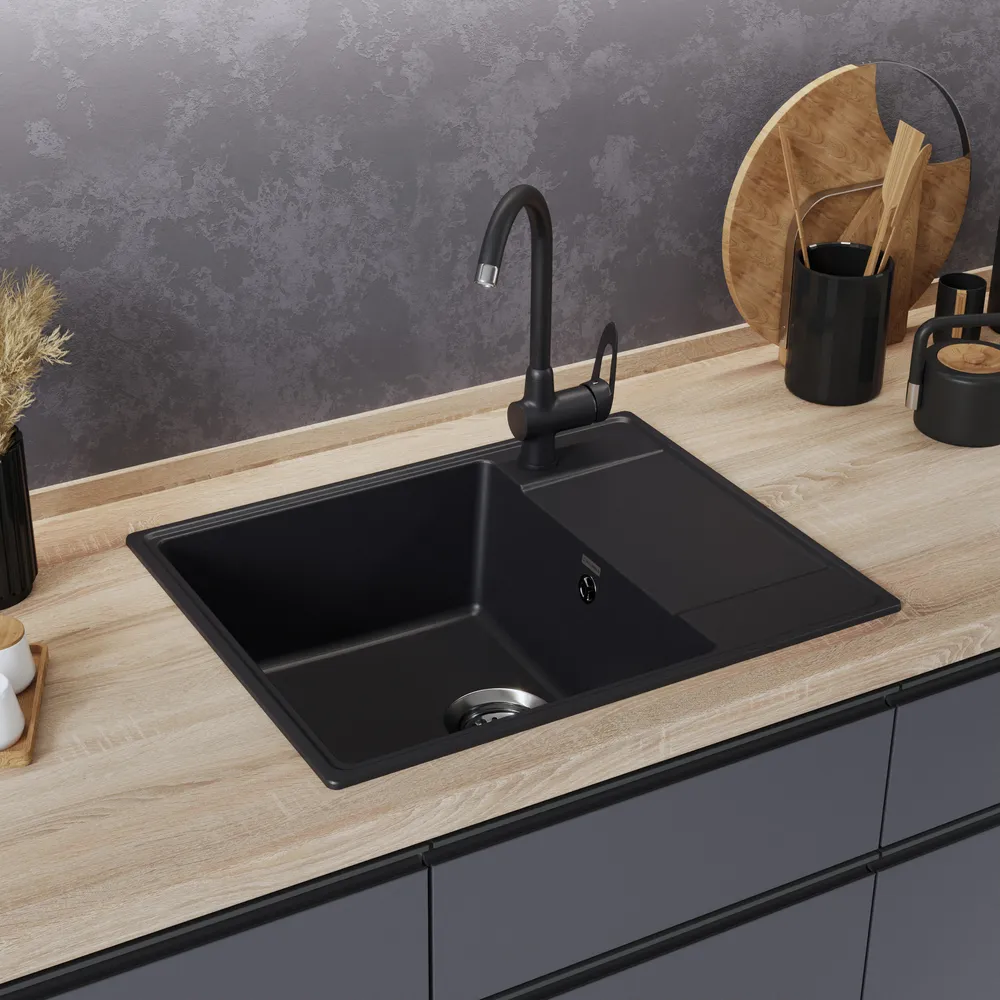 Детальное фото товара: Maunfeld Lacrima 605 MFQS-605B, мойка, гранит, черный