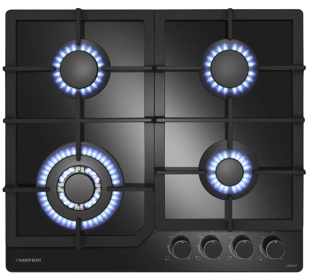Детальное фото товара: MEFERI MGH604BK GLASS COMFORT газовая поверхность