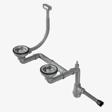 Фото товара: Omoikiri WK-1.5-IN Арматура для полуторачашевых моек с прямоугольными переливами, нерж. сталь