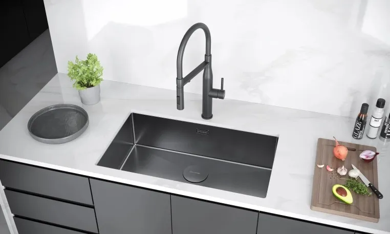 Детальное фото товара: KUCHENSTERN KRAFT 80, мойка, нержавеющая сталь, вороненая сталь