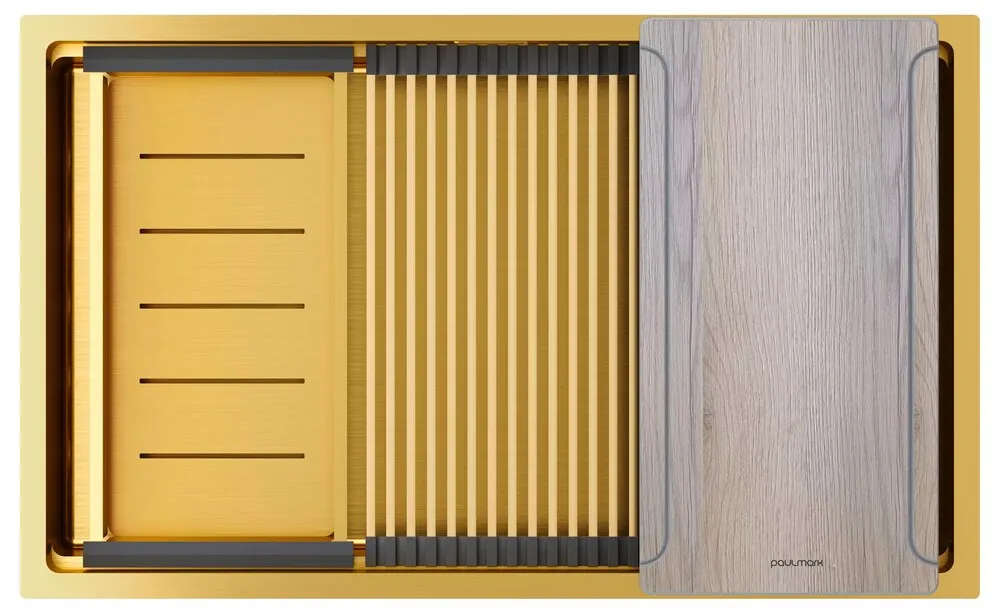 Детальное фото товара: Paulmark NEXT-MULTI SINK 74 UNI, мойка, нержавеющая сталь, брашированное золото