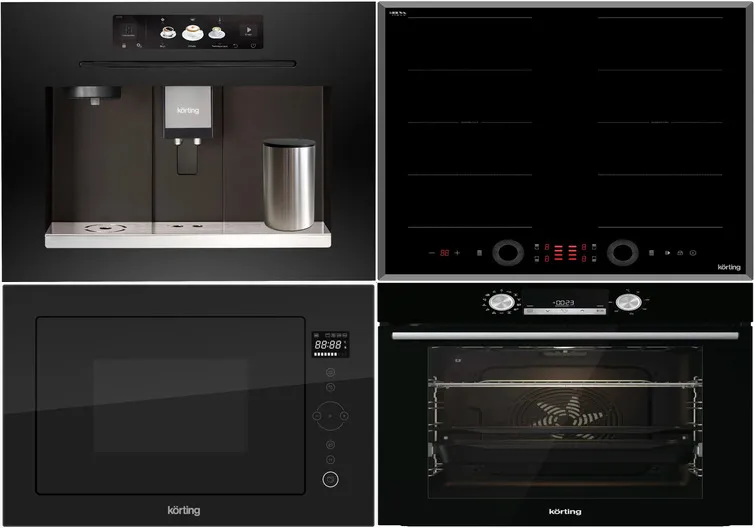 Фото товара: KORTING HIB 68700 B QUADRO + OKB 8481 ESN PYRO + KMI 825 TGN + KCM 9830 BCG