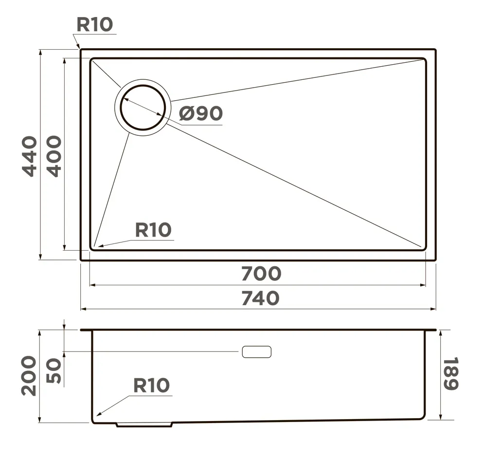Детальное фото товара: Omoikiri Taki 74-U/IF--L Side IN, мойка, нержавеющая сталь